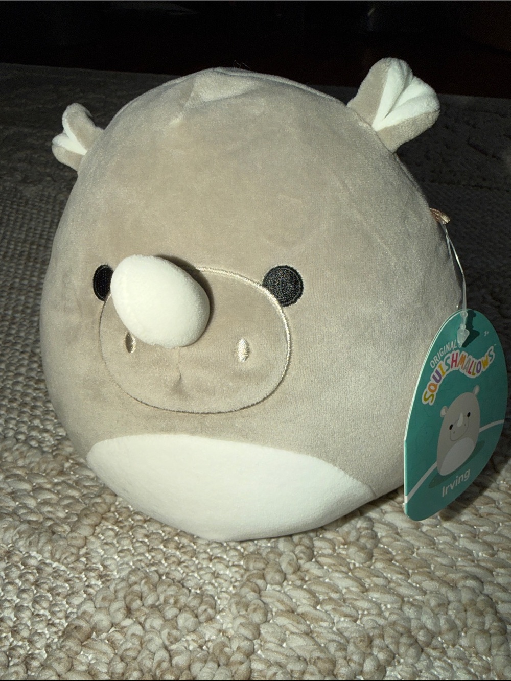 Squishmallows Irving Rhino Plush - Beige and White